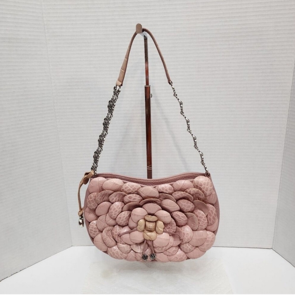 🌸BRIGHTON ROSALIE PINK LEATHER HANDBAG w/SILVER TONE DETAIL      EUC
